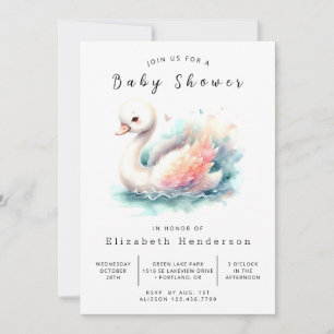 Fun Editable Swan Baby Dusche Einladung