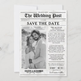 Fun Einzigartige Zeitung Save the Date Foto Hochze Einladung