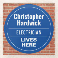 Fun Electrician Wall Plaque Style Glass Untersetze