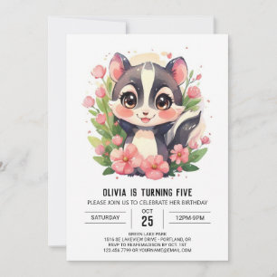 Fun Elegant Skunk Geburtstag Einladung