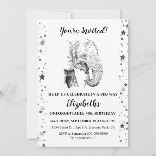 Fun Elephant Anniversaire Fête Invitation