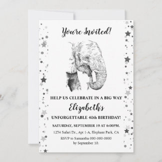 Fun Elephant Anniversaire Fête Invitation