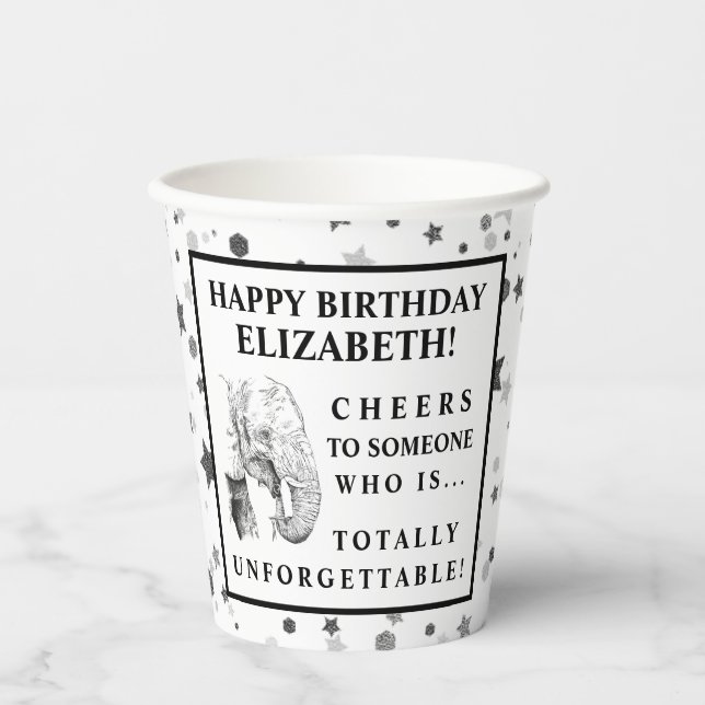 Fun Elephant Birthday Party Paper Cup Pappbecher (Vorderseite)