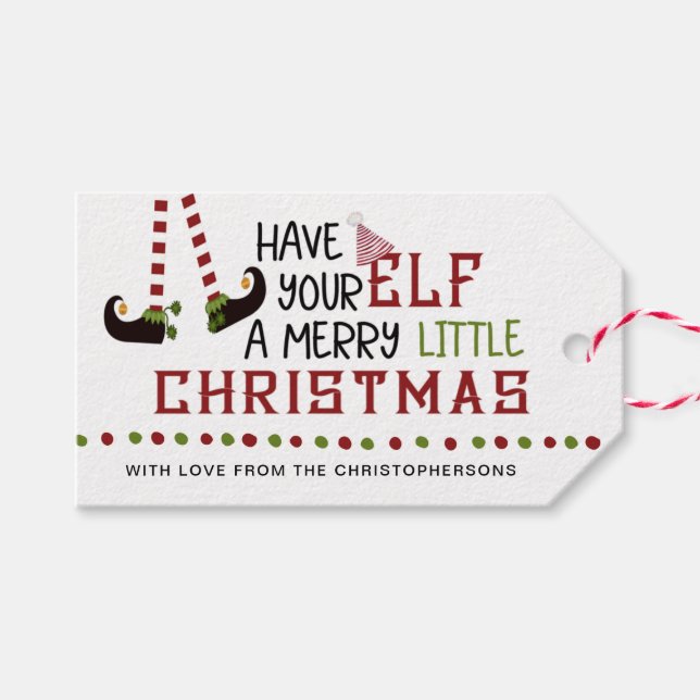 Fun Elf Legs Merry Little Christmas Geschenkanhänger (Vorderseite (Horizontal))