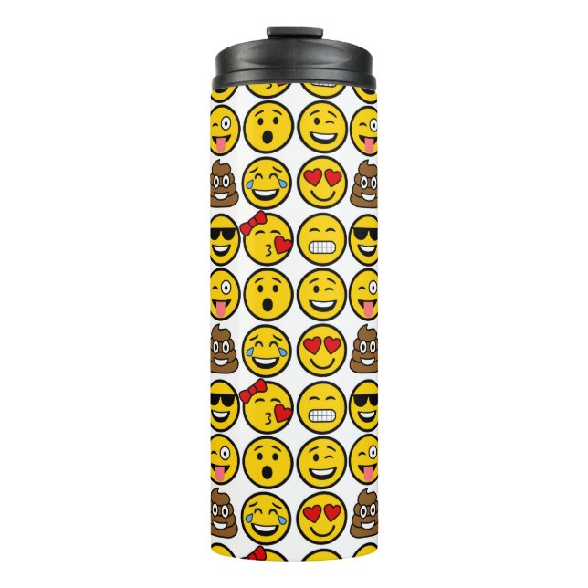 Fun Emoji Pattern Emotion Faces Thermosbecher (Vorderseite)
