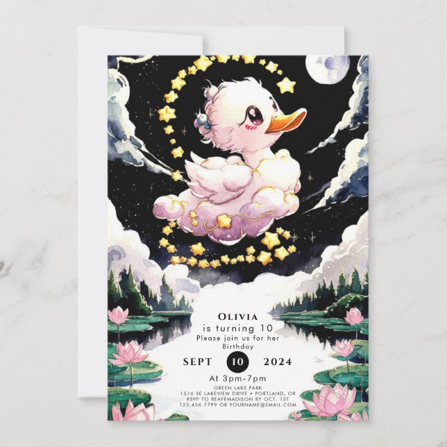 Fun Enchanted Duck Birthday Einladung (Vorderseite)
