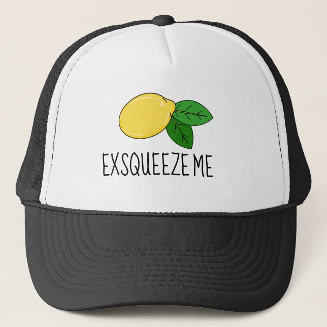 Fun "Exsqueeze Me" Hut mit Lemon Design Truckerkappe (Vorderseite)