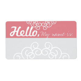 Fun Extravagante Party Name Tags - Rosa & Grau