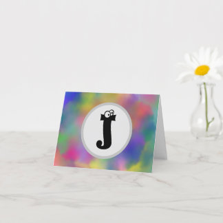 Fun Eyes Monogram Note Card mit farbigem Motiv Karte