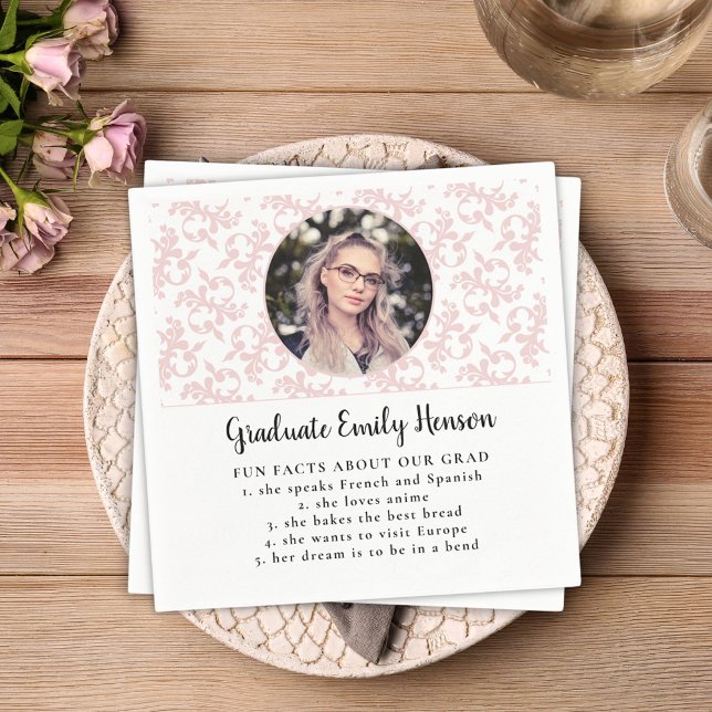 Fun Fact Pink Rokoko Graduate Foto Abschluss Na Serviette (Von Creator hochgeladen)