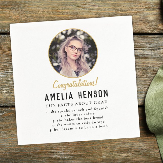 Fun Fact Simple Graduate Foto Graduate Party Na Serviette (Von Creator hochgeladen)