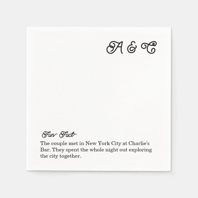Fun Fact Wedding Cocktail Napkin Serviette (Vorderseite)
