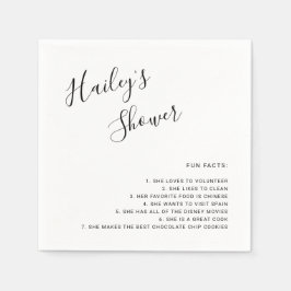 Fun Facts Black and White Modern Bridal Shower Serviette