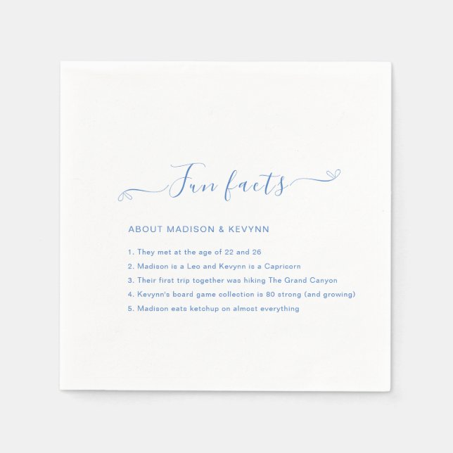 Fun Facts | Blue Wedding Napkins Serviette (Vorderseite)