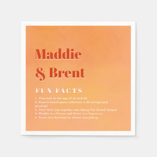Fun Facts Bold Modern Orange Sunset Joyful Wedding Serviette