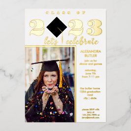 Fun Facts Foto Bold Script Class 2023 Abschluss Folieneinladung