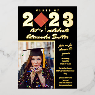 Fun Facts Foto Bold Script Class 2023 Abschluss Folieneinladung