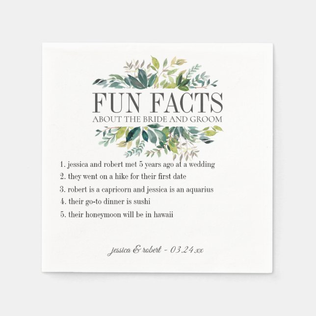 Fun Facts Garden Green Personalisiert Serviette (Vorderseite)