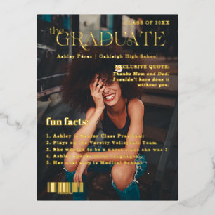 Fun Facts   Graduate Magazine Cover Foto Folie Einladungspostkarte