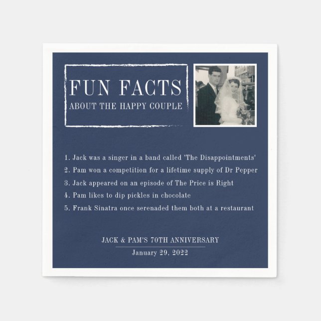 Fun Facts Napkins für Hochzeiten & Jubiläum Serviette (Vorderseite)