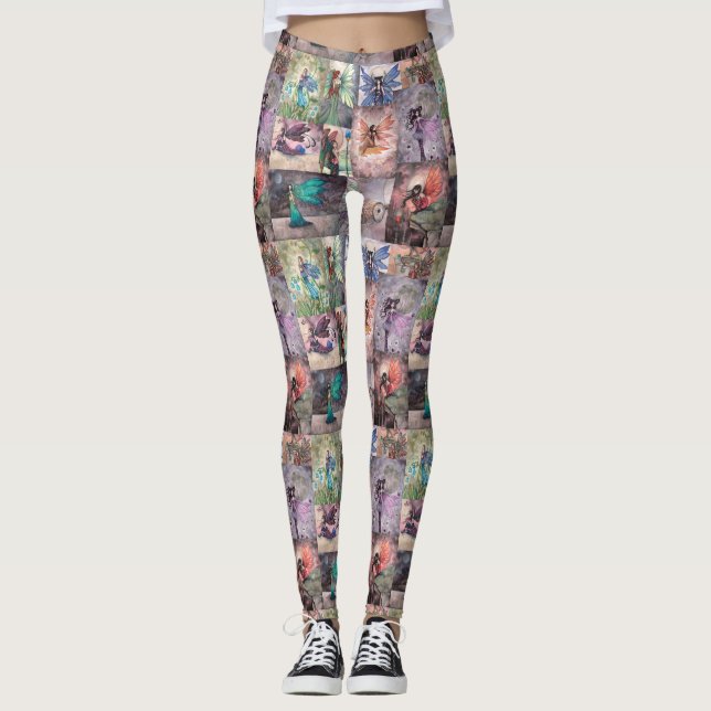 Fun Fairies Collage Fantasy Art Leggings (Vorderseite)