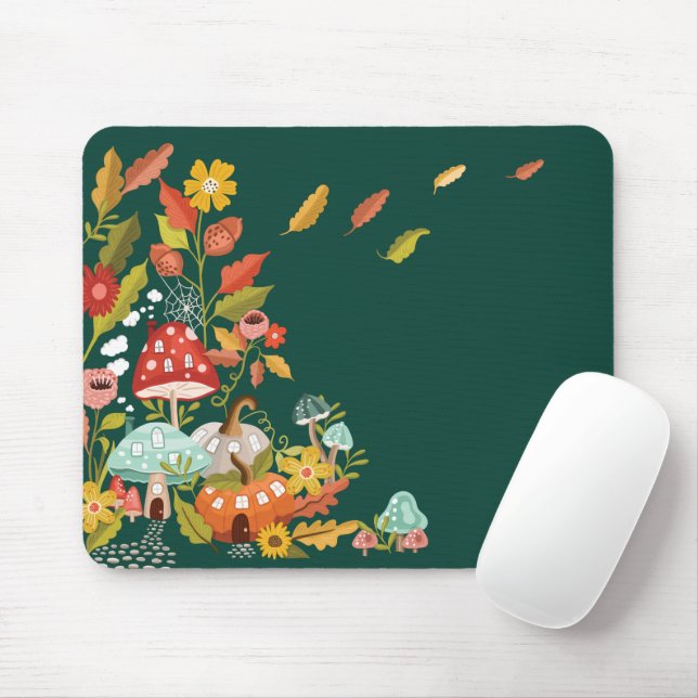 Fun Fairy Garden Herbstblätter Pilze & Pumpkin Mousepad (Mit Mouse)