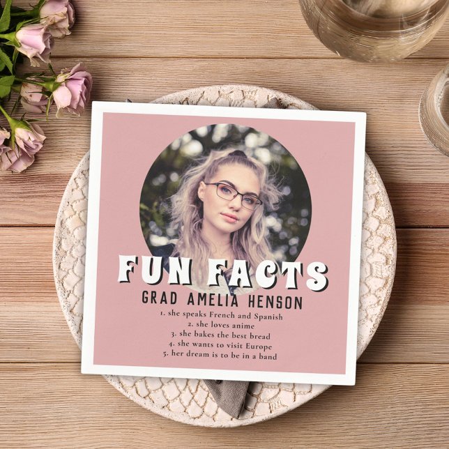 Fun Fakt Dusty Pink Graduate Foto Abschluss Serviette (Von Creator hochgeladen)