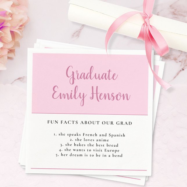 Fun Fakt über Graduate Pink Simple Abschluss Na Serviette (Von Creator hochgeladen)
