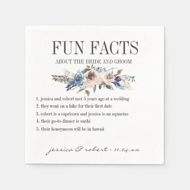 Fun Fakten floral Personalisiert Serviette (Vorderseite)