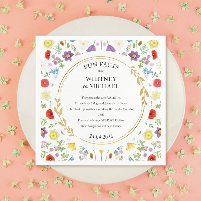 Fun Fakten Frühlingsblume Wildblume Hochzeit Napki Serviette (Fun Facts Spring Wildflower Floral Wedding Napkins)