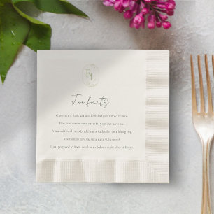 Fun Fakten Grüne Blumenmonogramm Hochzeit Serviette