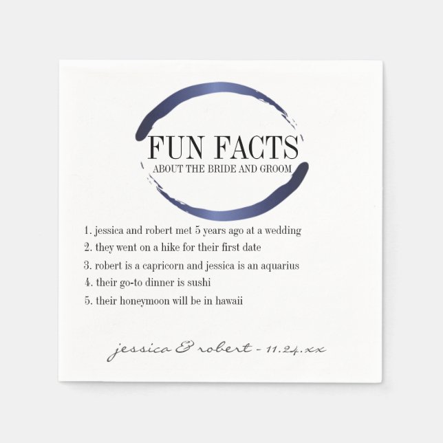 Fun Fakten Moderne blaue Pinselstriche Personalisi Serviette (Vorderseite)