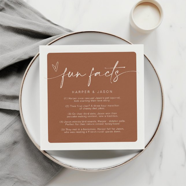 Fun Fakten Moderne Minimalistisch Terracotta auf d Serviette (Von Creator hochgeladen)