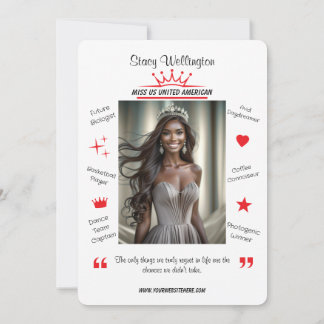 Fun Fakten Pageant Promo Autograph Cards Einladung