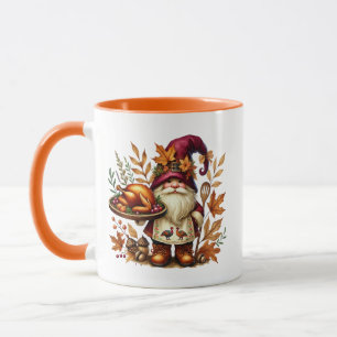 Fun Fall Saisonale Gnome fügen Monogramm-Erntedank Tasse