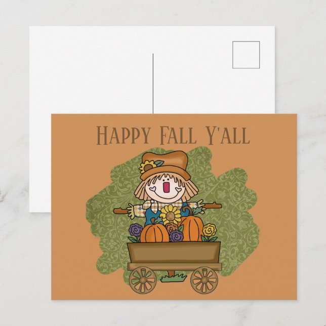 Fun Fall Saisonskarektur fügen Text Postkarte (Vorne/Hinten)