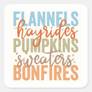 Fun Fall Vibes Quadratischer Aufkleber