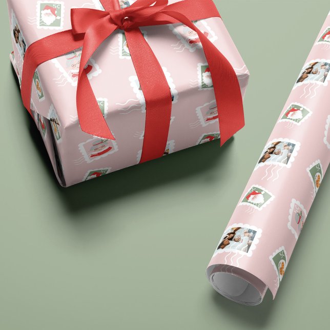 Fun Family Fotos Weihnachts Porto Briefmarke Colla Geschenkpapier (Fun Family Photos Christmas Postage Stamp Collage Wrapping Paper)