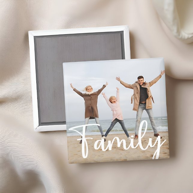 Fun Family Photo Modern Cool Typography Magnet (Von Creator hochgeladen)