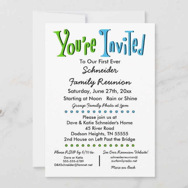Fun Family Reunion Party ou invitation à l'événeme (Devant)