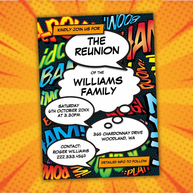 Fun Family School Freinds Wiedersehen-Party Einladung (Fun Family School Freinds Reunion Party Invitation)