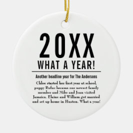 Fun Family Year in Review Moderne frohe Weihnachte Keramik Ornament