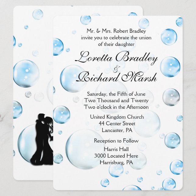 Fun Fantasy Bubbles Hochzeit Einladung (Vorne/Hinten)