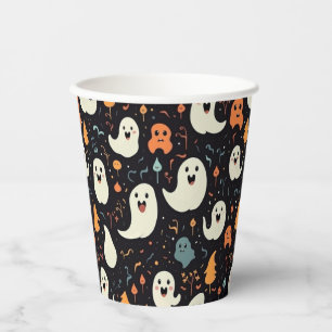 Fun farbenfrohe Geister Halloween Pappbecher