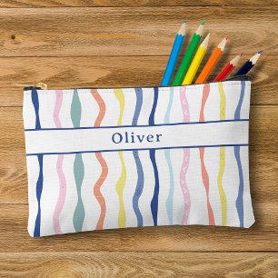 Fun farbenfrohe gestrichene Streifen Zipper Pencil Zubehörtasche