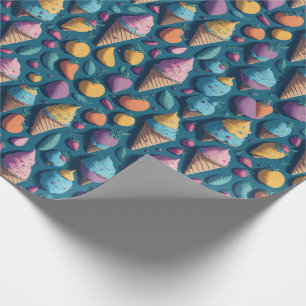 Fun farbenfrohe Ice Creme Cones Blue Summer Patter Geschenkpapier