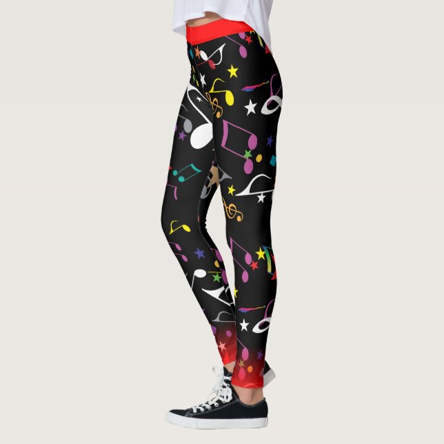 FUN Farbenfrohe Musikanmerke und rote Tribüne auf  Leggings (Links)