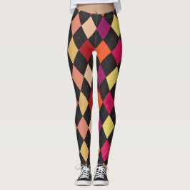 Fun farbenfrohe Raute Muster Leggings