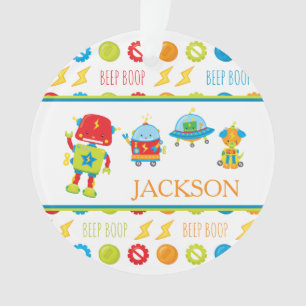 Fun farbenfrohe Robot Beep Boop Muster Kid Weihnac Ornament