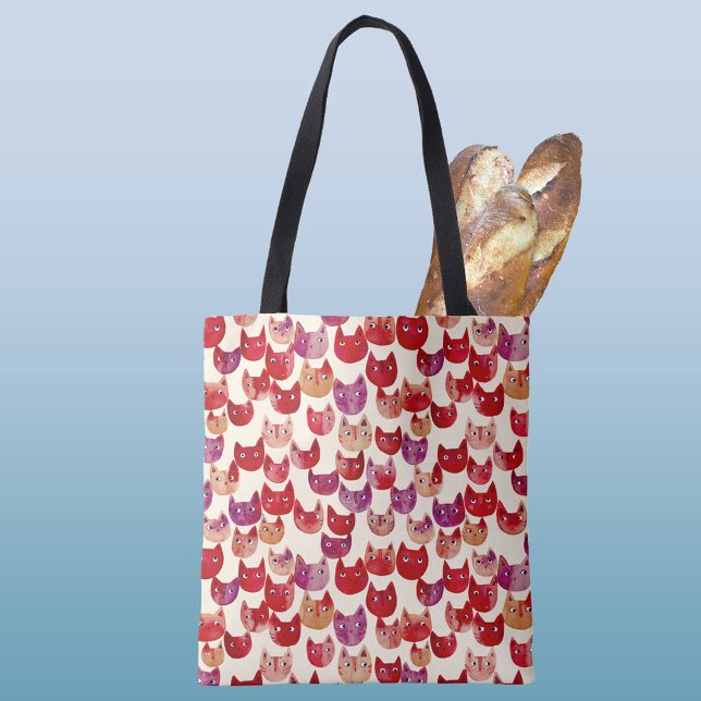 Fun farbenfrohe Wasserfarbe Muster Tasche (Fun Colorful Watercolor Cat Pattern Tote Bag)
